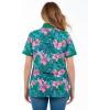 Woman Within Plus Size Perfect Printed Short-Sleeve Polo Shirt(Emerald Tropical Bloom)