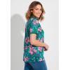Woman Within Plus Size Perfect Printed Short-Sleeve Polo Shirt(Emerald Tropical Bloom)