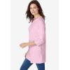 Woman Within Plus Size Perfect Three-Quarter Sleeve Crewneck Tunic(Azure Blue)