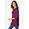Woman Within Plus Size Perfect Three-Quarter Sleeve Crewneck Tunic(Deep Claret)