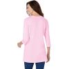 Woman Within Plus Size Perfect Three-Quarter Sleeve Crewneck Tunic(Heather Grey)
