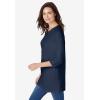 Woman Within Plus Size Perfect Three-Quarter Sleeve Crewneck Tunic(Navy)