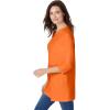 Woman Within Plus Size Perfect Three-Quarter Sleeve Crewneck Tunic(Orange Twist)