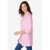 Woman Within Plus Size Perfect Three-Quarter Sleeve Crewneck Tunic(Pink)