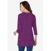 Woman Within Plus Size Perfect Three-Quarter Sleeve Crewneck Tunic(Plum Purple)