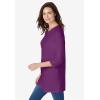 Woman Within Plus Size Perfect Three-Quarter Sleeve Crewneck Tunic(Plum Purple)