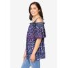 Woman Within Plus Size Printed Cold-Shoulder Blouse(Classic Navy Garden Print)