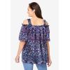 Woman Within Plus Size Printed Cold-Shoulder Blouse(Classic Navy Garden Print)