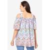 Woman Within Plus Size Printed Cold-Shoulder Blouse(White Garden Print)