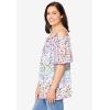Woman Within Plus Size Printed Cold-Shoulder Blouse(White Garden Print)