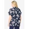 Woman Within Plus Size Relaxed Campshirt(Black Batik Stripe)