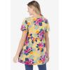 Woman Within Plus Size Short-Sleeve Empire Waist Tunic(Banana Hibiscus Tropicana)