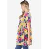 Woman Within Plus Size Short-Sleeve Empire Waist Tunic(Banana Hibiscus Tropicana)