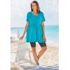 Woman Within Plus Size Short-Sleeve Empire Waist Tunic(Navy White Dot)