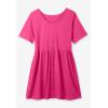 Woman Within Plus Size Short-Sleeve Empire Waist Tunic(Raspberry Sorbet Dot)