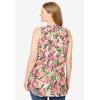 Woman Within Plus Size Sleeveless Pintuck Gauze Shirt(New Khaki Palm Leaf)