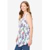 Woman Within Plus Size Sleeveless Pintuck Gauze Shirt(White Painterly Paisley)