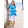 Woman Within Plus Size Textured Pointed Hem Tunic(Sweet Coral Floral)