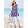 Woman Within Plus Size Tiered Tank(Navy Rose Floral)