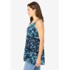 Woman Within Plus Size Tiered Tank(Navy Rose Floral)