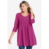Woman Within Plus Size V-Neck Pintucked Tunic(Green Winter Batik)