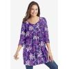 Woman Within Plus Size V-Neck Pintucked Tunic(White Floral)