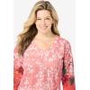 Woman Within Plus Size Watercolor Tunic(Melon Border Floral)