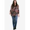 ellos Plus Size Bell Sleeve A-Line Knit Tunic(Maroon Red Graphic Print)