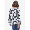 ellos Plus Size Bell Sleeve A-Line Knit Tunic(Navy Graphic Print)