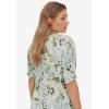 ellos Plus Size Button Front Crinkle Tunic(White Aqua Sky Floral)