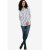 ellos Plus Size Button Placket Popover Tunic(Maroon Red Stripe)