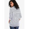 ellos Plus Size Button Placket Popover Tunic(Navy Stripe)