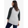 ellos Plus Size Colorblock 3/4 Sleeve Tee(Heather Grey Black)