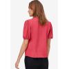 ellos Plus Size Contrast Button-Front Blouse(White)