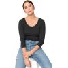ellos Plus Size Cotton Spandex Scoop Neck 3/4 Sleeve Tee(Navy/White Stripe)