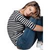 ellos Plus Size Cotton Spandex Scoop Neck 3/4 Sleeve Tee(Navy/White Stripe)