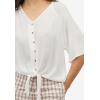 ellos Plus Size Crinkle Tie-Front Blouse(Desert Green)