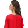 ellos Plus Size Crinkle Tie-Front Blouse(Hot Red)