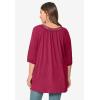ellos Plus Size Crochet Trim Tunic(Berry Red)