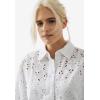 ellos Plus Size Eyelet Button Front Shirt with Blouson Sleeves(Navy)
