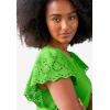 ellos Plus Size Eyelet Cap Sleeve Tee(Hot Red)