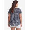 ellos Plus Size Keyhole Neckline Peasant Blouse(Navy/White Print)