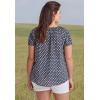 ellos Plus Size Keyhole Neckline Peasant Blouse(Tropical Raspberry White Print)