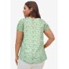 ellos Plus Size Keyhole Neckline Peasant Blouse(White Tropical Jade Print)