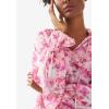 ellos Plus Size Keyhole Ruffle Trim Blouse(Blueberry Cream Floral)