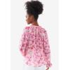 ellos Plus Size Keyhole Ruffle Trim Blouse(Pale Blush Floral)