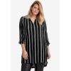 ellos Plus Size Notch Neck Crinkle Tunic(Rich Indigo White Stripe)