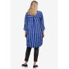 ellos Plus Size Notch Neck Crinkle Tunic(Rich Indigo White Stripe)
