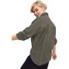 ellos Plus Size Oversized Button-Front Denim Shirt(Dark Grey Wash)