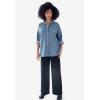 ellos Plus Size Oversized Button-Front Denim Shirt(Light Stonewash)